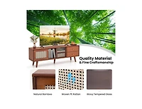 Slickblue Bamboo Tv Stand for Tv up to 65 Inch-Brown