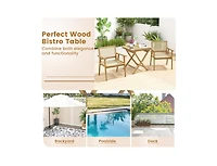 Slickblue 27.5 Inch Indonesia Teak Patio Bistro Table with Slatted Tabletop and Sturdy Wood Frame