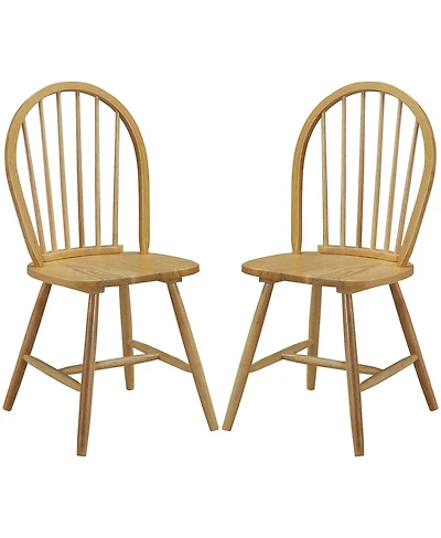 Set of 2 Windsor Dining Chairs with Spindle Backrest Vintage Wood Finish