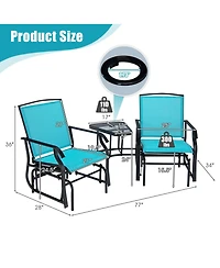Slickblue Double Swing Glider Rocker Chair set with Glass Table