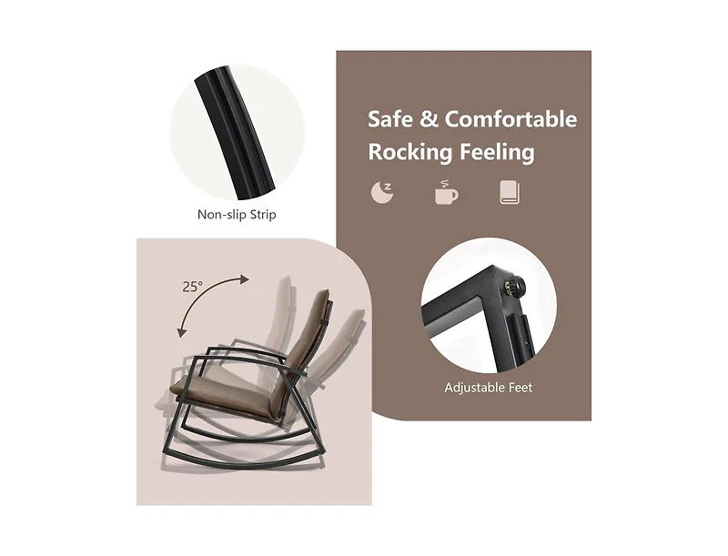 Slickblue 3 Pieces Patio Rattan Rocking Furniture Set