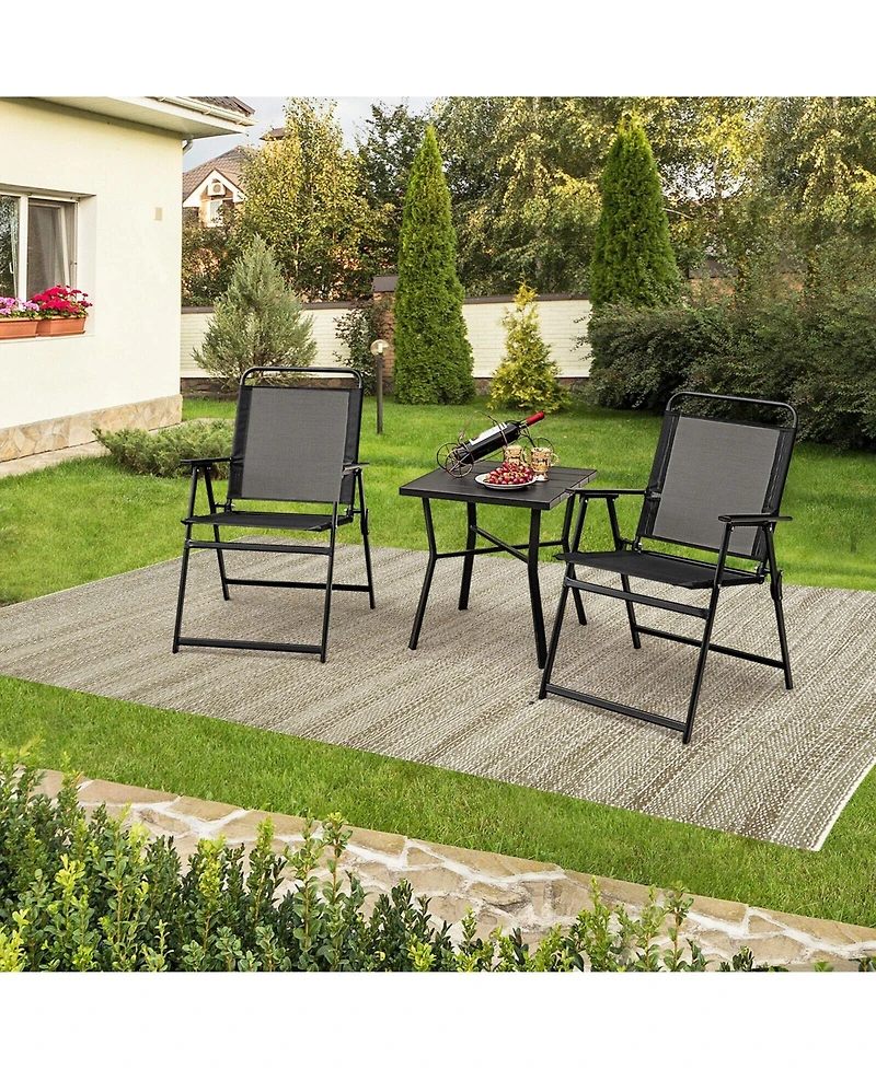 Slickblue Outdoor Folding Chairs with Breathable Seat-Set of 2