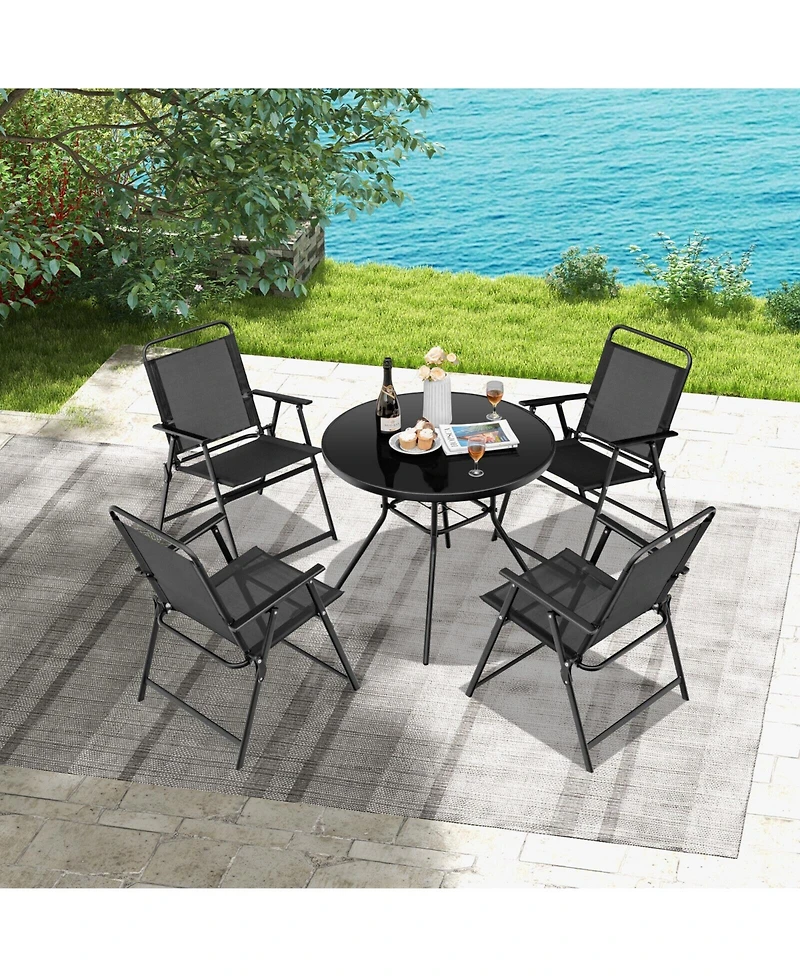 Slickblue Outdoor Folding Chairs with Breathable Seat-Set of 2