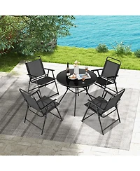Slickblue Outdoor Folding Chairs with Breathable Seat-Set of 2
