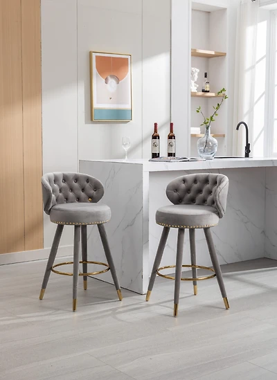 Streamdale Set of 2 Solid Wood Counter Height Bar Stools