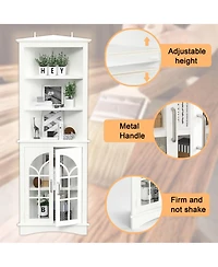 Spacious 3-Tier Corner Cabinet with Antiqued Glass for Versatile Storage