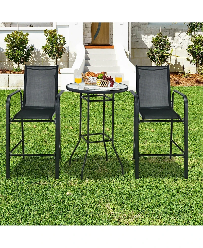 Slickblue 3 Pieces Outdoor Patio Bar Table Stool Set