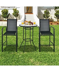 Slickblue 3 Pieces Outdoor Patio Bar Table Stool Set