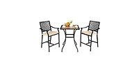 Slickblue 3 Pieces Patio Bar Set with 2 Bar Stools and 1 Square Table