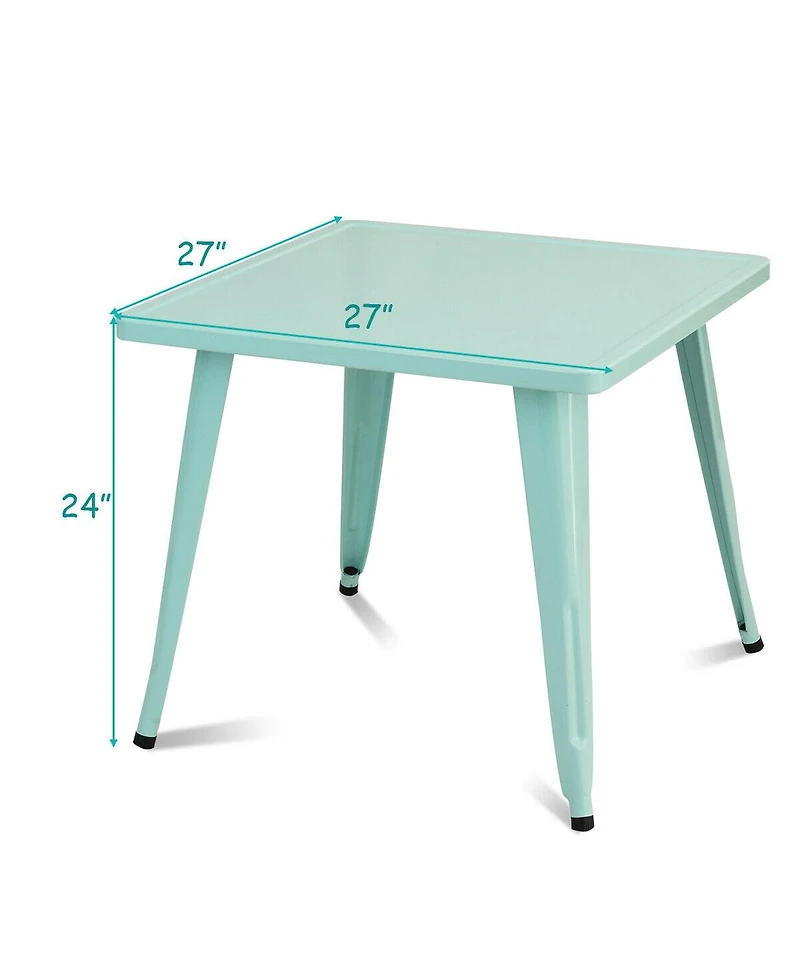 Slickblue 27'' Kids Square Steel Table Play Learn Activity Table-Blue