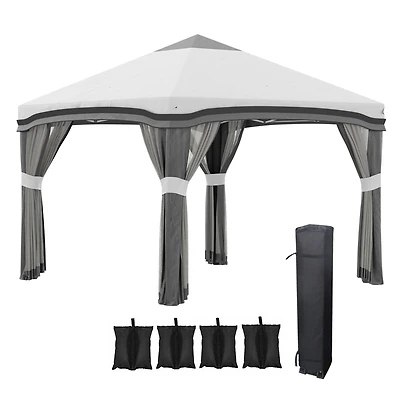10' x 10' Pop Up Canopy Tent with Netting, Instant Tents for Parties, Height Adjustable, with Wheeled Carry Bag and 4 Sand Bags for Outdoor, Garden, P