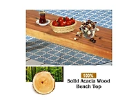 Slickblue Patio Acacia Wood Dining Bench Seat with Steel Legs