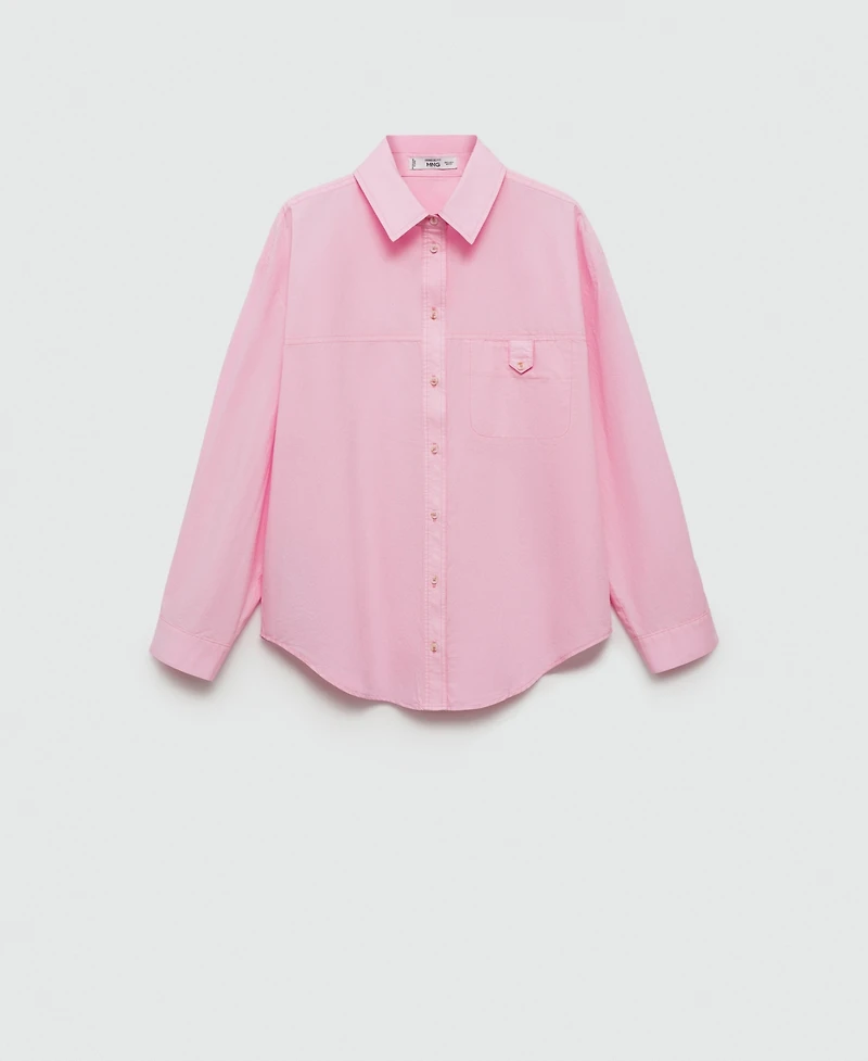 Mango Women's Decorative Button Cotton Shirt
