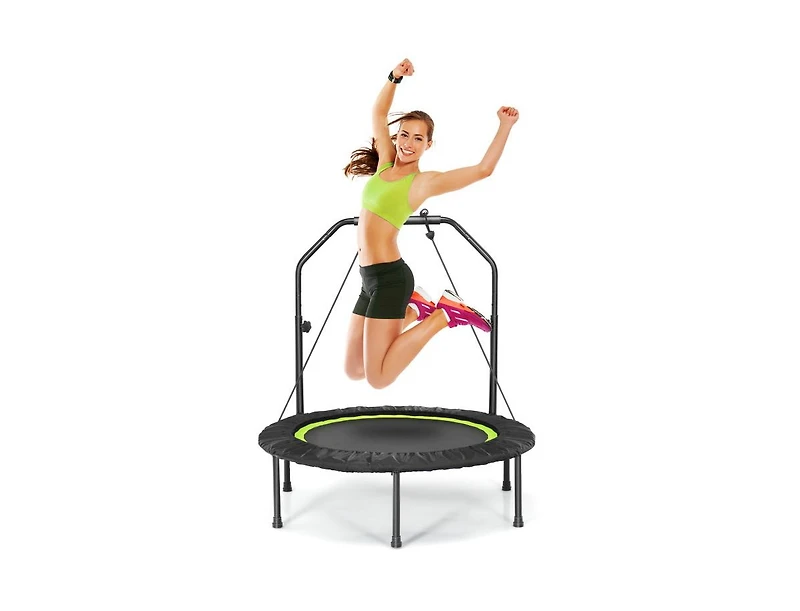 Slickblue 40 Inch Foldable Fitness Rebounder with Resistance Bands Adjustable Home