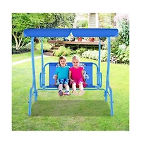 Slickblue Outdoor Kids Patio Swing Bench with Canopy 2 Seats