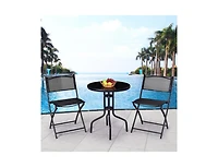Slickblue 3 Pieces Folding Bistro Table Chairs Set for Indoor and Outdoor
