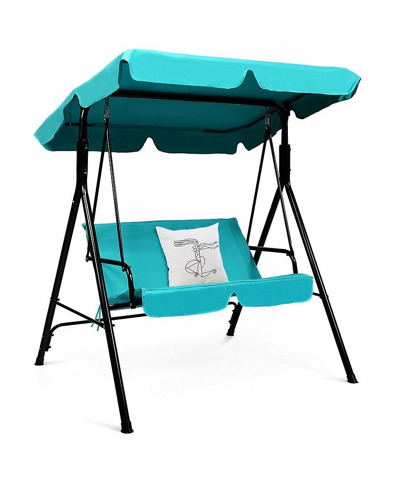 Slickblue Loveseat Cushioned Patio Steel Frame Swing Glider