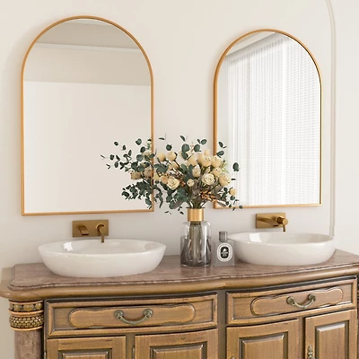 Homlux Arched Wall Mounted Mirror 20"x30" in Gold