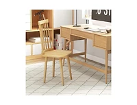 Slickblue Windsor Dining Chairs Set of 2 with High Spindle Back and Natural Rubber Wood Legs for Dining Room Living Room-Natural