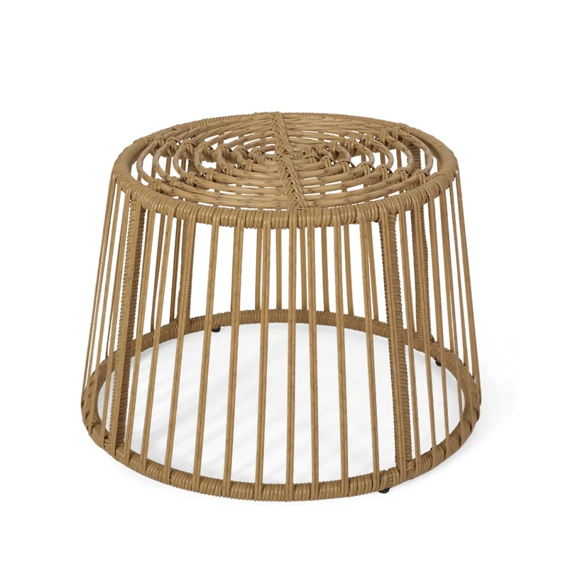 Streamdale Furniture Earthy Boho Wicker Rattan Cage Side Table for Outdoor Decor