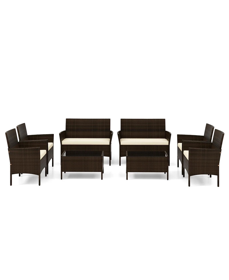 Slickblue 4 Piece Patio Rattan Conversation Set with Cozy Seat Cushions