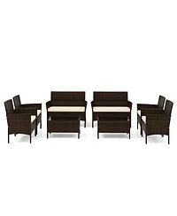 Slickblue 4 Piece Patio Rattan Conversation Set with Cozy Seat Cushions