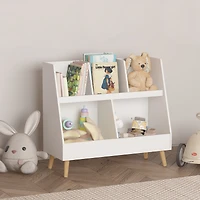 Simplie Fun Modern Kids Bookshelf with Storage Bins for Books, Toys & Games