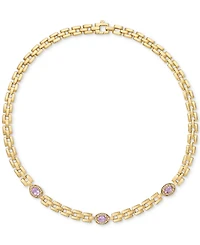 Amethyst (1-1/5 ct. t.w.) & White Topaz (1/20 Panther Link 17" Collar Necklace 14k Gold-Plated Sterling Silver (Also Sky Blue Topaz)