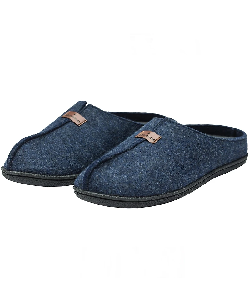 Alpine Swiss Mens Felt Faux Wool Clog Slippers Comfortable Cushion House Shoes