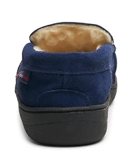 Alpine Swiss Men's Moccasin Slippers Genuine Suede House Shoe Memory Foam Insole Plush Faux Shearling Lining Comfy Indoor Outdoor Anti-Slip Rubber Sol
