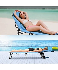 Costway Patio Foldable Chaise Lounge Chair Bed Outdoor Beach Camping Recliner Pool Yard