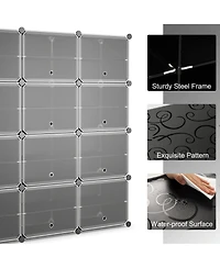 Portable Shoe Rack Organizer 12-Cube 48 Pair Shelf Storage Cabinet w/Hook