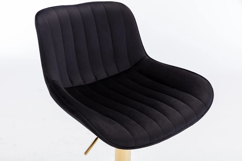 Streamdale Furniture Chrome Footrest And Base Swivel Height Adjustable Mechanical Lifting Velvet + Golden Leg