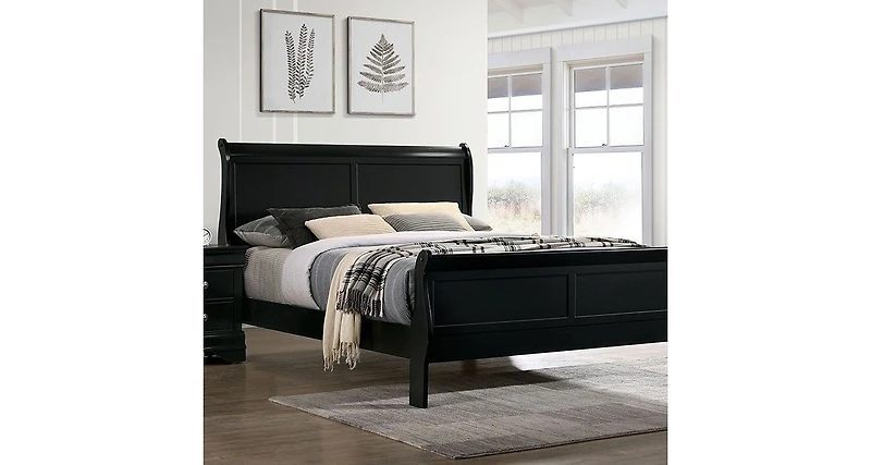 Streamdale Louis Philippe Queen Bed Solid Wood Sleigh Bed