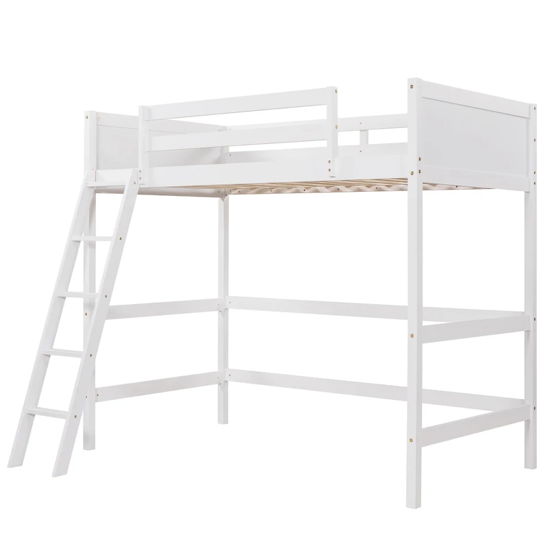Streamdale Solid Wood Twin Loft Bed With Ladder