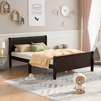 Streamdale Queen Wood Platform Bed With Headboard And Wooden Slat Support