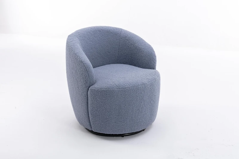 Simplie Fun Teddy Fabric Swivel Accent Armchair Barrel Chair With Powder Coating Metal Ring