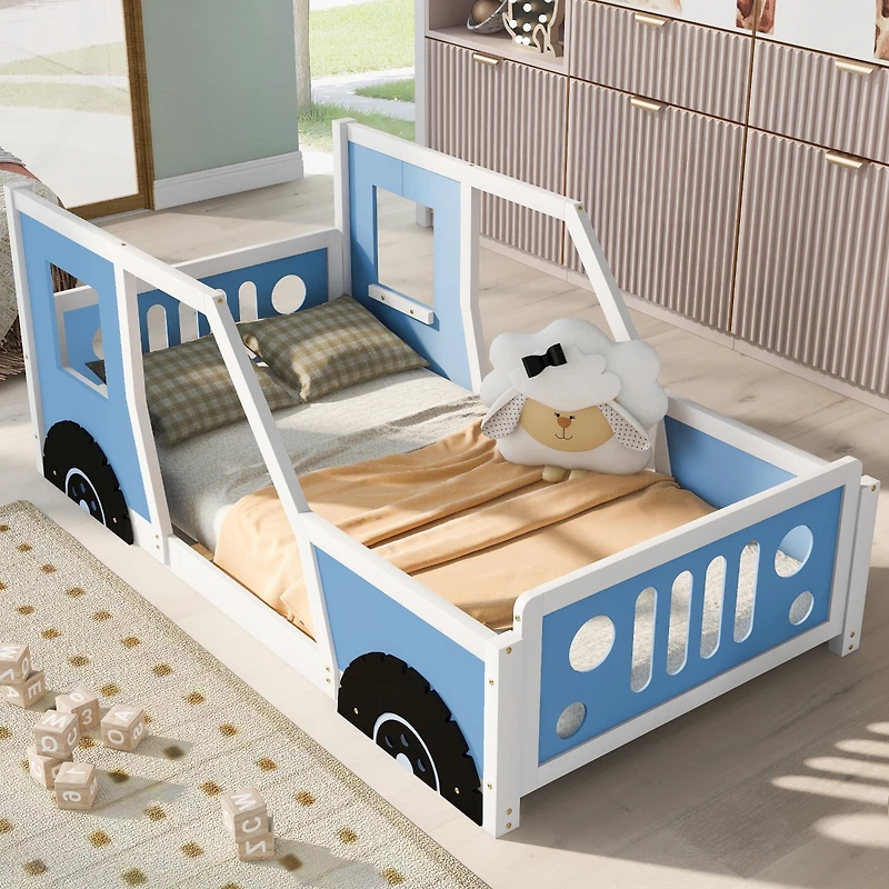 Streamdale Twin Classic Car-Shaped Platform Bed With Wheels