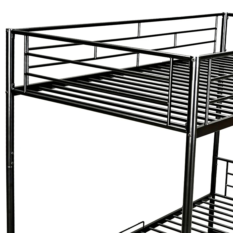 Streamdale Twin Over Metal Bunk Bed With Shelf And Guardrails, White