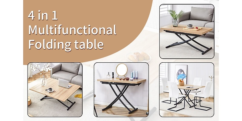 Streamdale Furniture Adjustable Height Foldable Table with Easy Assembly