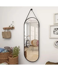 Homlux Oval Wall Mounted Mirror 16"x48" in Black