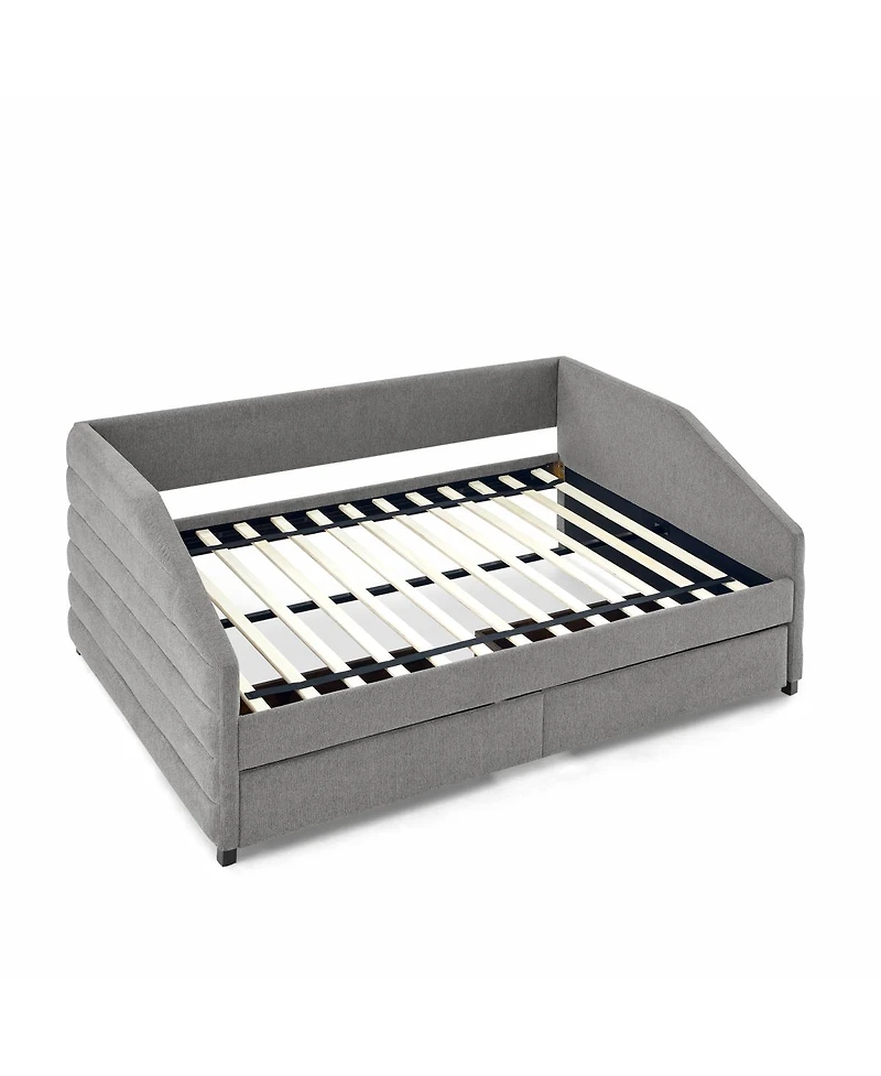 Streamdale Twin Daybed with Trundle & Tufted Headboard