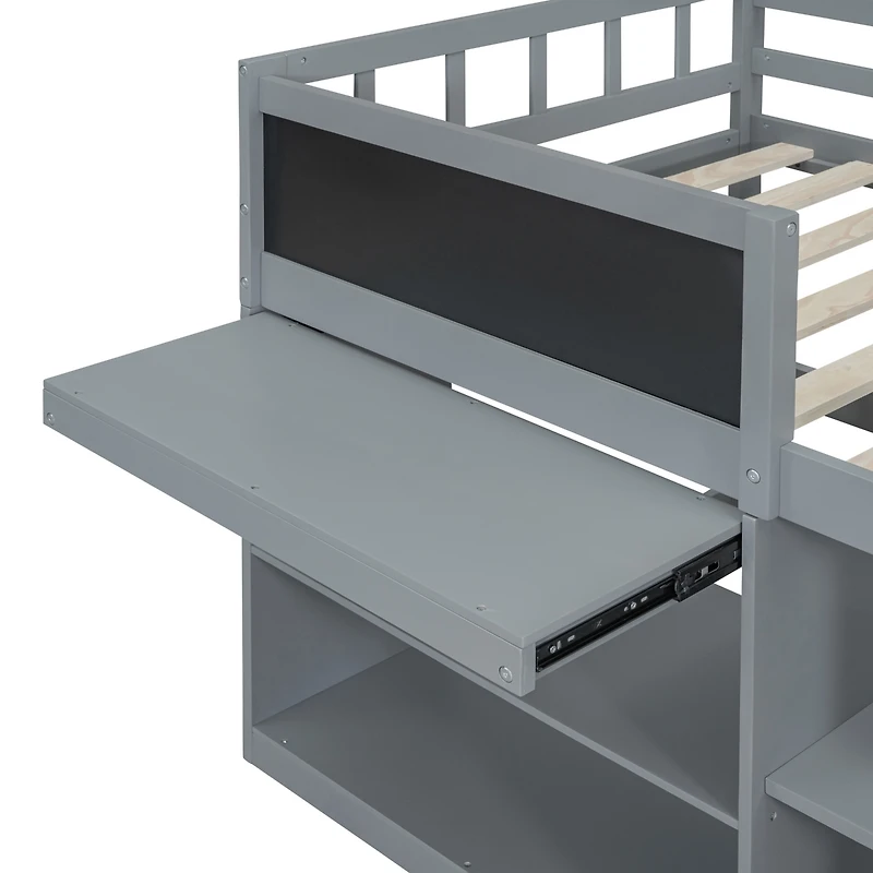 Streamdale Twin Low Loft Bed With Rolling Desk, Shelf And Drawers