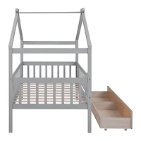 Streamdale Twin Wooden House Bed With Two Drawers