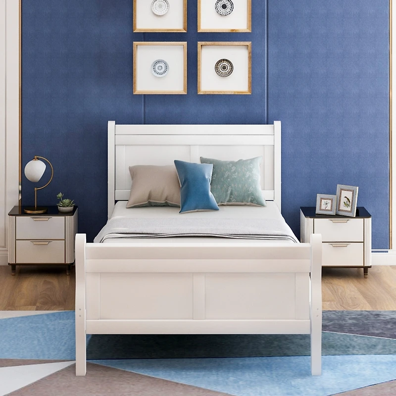 Streamdale Twin Platform Wood Sleigh Bed Frame with Headboard