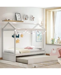 Simplie Fun House Bed With Trundle, Can Be Decorated Twin