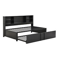 Streamdale Furniture Metal Twin Size Daybed With Twin Size Trundle, Storage Shelves And Usb Ports