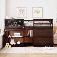 Streamdale Twin Low Loft Bed With Rolling Desk, Shelf And Drawers