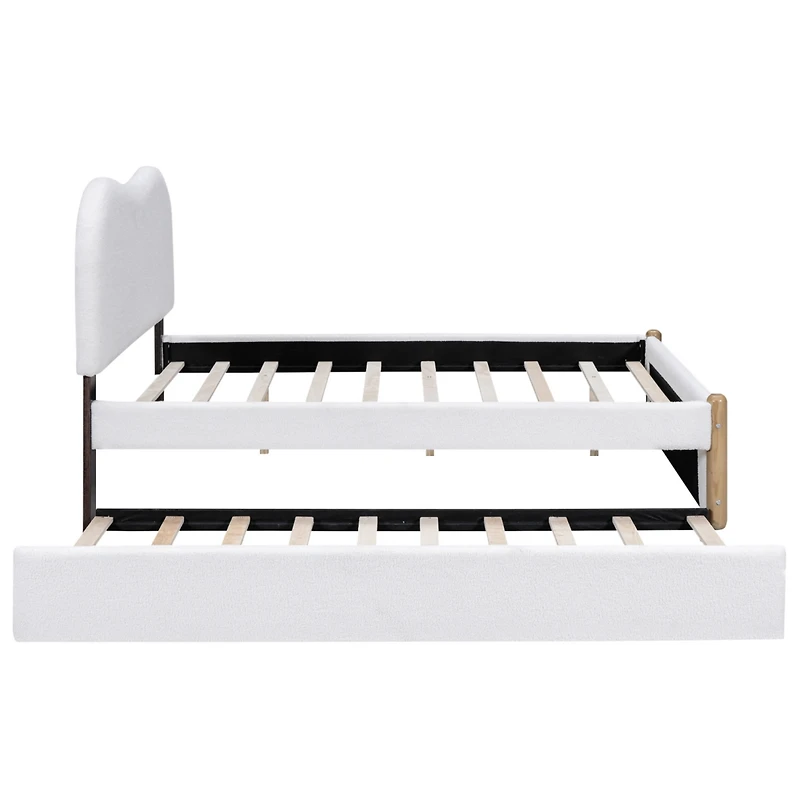 Streamdale Upholstered Platform Bed with Trundle, White
