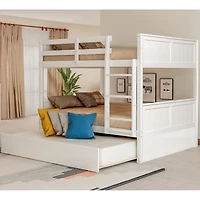 Streamdale Full Over Full Bunk Bed With Twin Size Trundle, Walnut